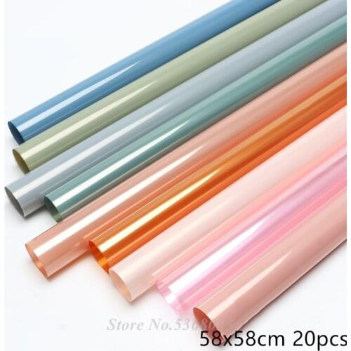 20pcs Waterproof Transparent Flower Wrapping Papers Colorful Flower Packaging Gift Wrapping Supply
