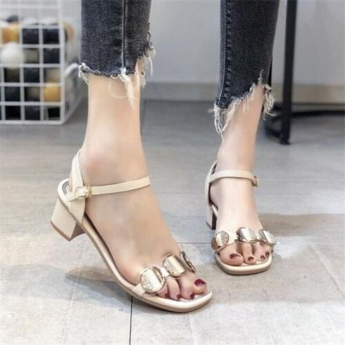 2021 Fashion Hasp Summer Sandals Open Toe Women Sandles Thick Heel Shoes Gladiator Shoes Sandales Femme