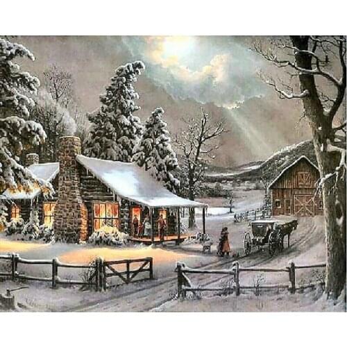 Full 5D Diamond Embroidery Snow scene house Diamond Painting landscape picture rhinestones cross stitch mosaic wall sticker P801