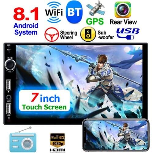 VODOOL 7" Touch Screen Quad Core Android 8.1 Car Radio 2 Din Bluetooth WiFi FM Radio Car Stereo MP5 GPS Navi Multimedia Player
