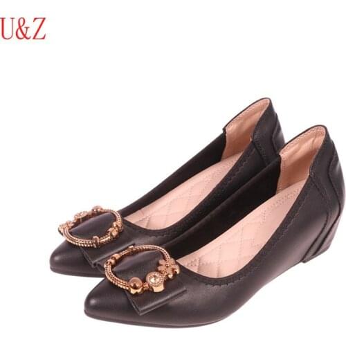 Banquet Evening shoes women Comfy Shoes Luxury round buckle Ladys 4cm heels shoes Metal buckle office shoes Female Black/Pink