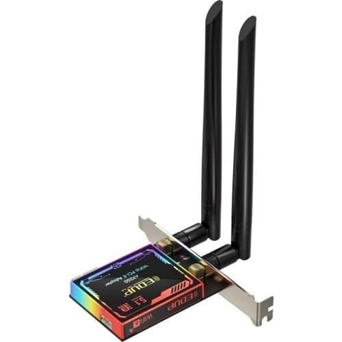 EDUP 9636LS 3000Mbps Wireless Network Card WiFi 6 PCI-E Bluetooth 5.1 Adapter Dual Band 2.4G/5GHz 802.11AC/AX AX200 with Lamp