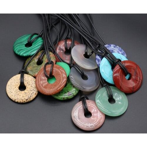 Natural Semi-precious Stone Large Hole Beads 35x35mm DIY for Making Jewelry Necklace Accessories Gift Lenght 60+5cm