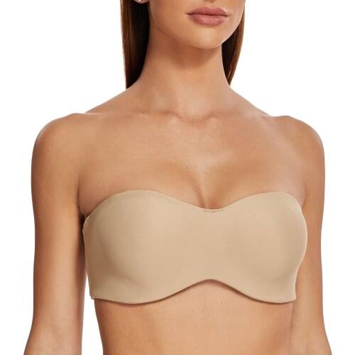 Womens Strapless Bra for Large Bust Minimizer Unlined Bandeau with Underwire