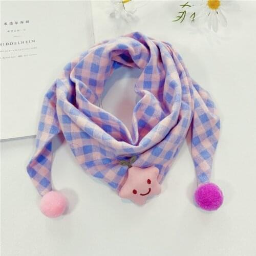 Unisex children double-fabric plaid triangle scarves autumn winter cotton neckcollars warm kids neckerchief boys & girls scarf