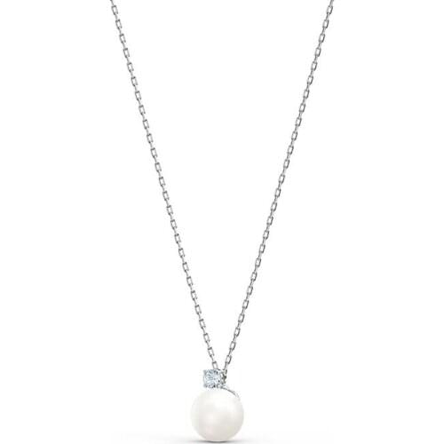 Brand 1:1 Elegant and Exquisite Four Prong Single Diamond Pearl Necklace Gentle and Atmospheric Pendant
