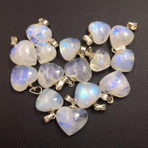 Natural Blue Light Moonstone Heart Pendant Neckalce For Woman Lady S925 Silver Quartz Crystal Luxury Neckalce Healing Crystal