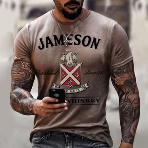 Western Style Fashion Mens T-shirt Loose Casual Simple Designer Hipster Solid Color Letter Printing Round Neck Summer