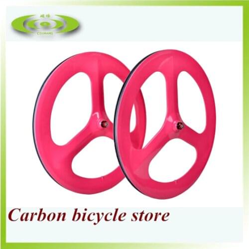 Hot sale carbon 3 spoke bicycle wheel clincher 3k glosy finish