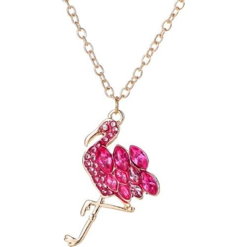 RONGQING 12pcs/lot Coconut tree Flamingo pineapple Necklace Simple Crystal Pendant Necklace For Women Girls