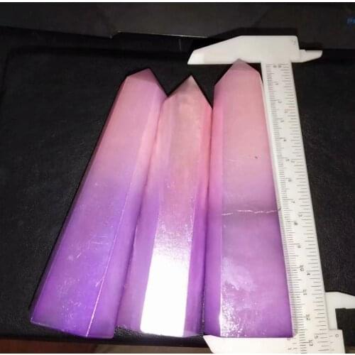 1pcs120-130mm Natural quartz crystal tower electroplating purple angel aura quartz point wand for healing decoration set