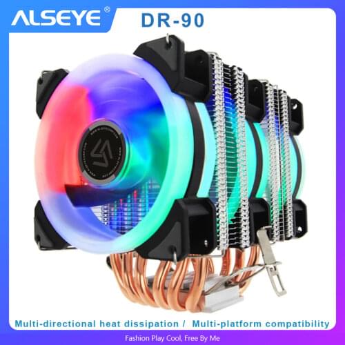 ALSEYE ST-90 CPU Cooler 6 Heatpipe with RGB 4pin CPU Fan High Quality CPU Cooling New Arrival support LGA775/115X/1200/1366/2011