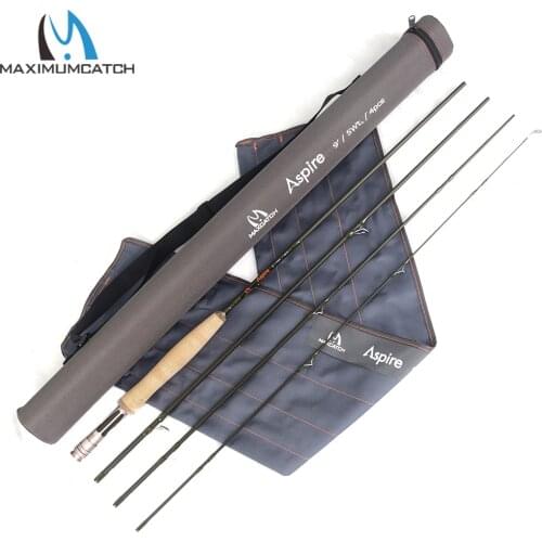 Maximumcatch Aspire Fly Fishing Rod 40T Carbon Fiber Fast Action Fly Rod With Cordura Tube 5/6/8 WT
