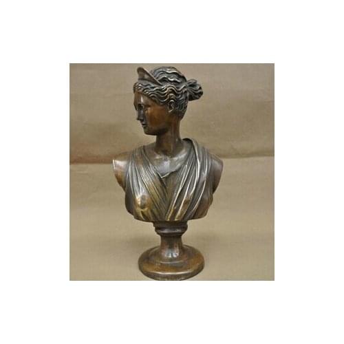 Copper Brass CHINESE crafts Asian 12" de China de la mujer elegante dama roma grecia busto estatua de bronce