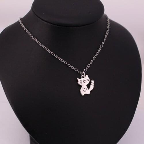 Cute prince raccoon pendant necklace
