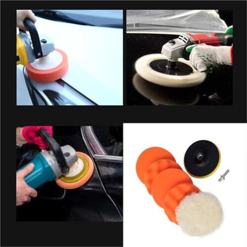 7Pcs 4"sponge Polishing waxing Buffing Pads Kit Compound-Auto Car Drill Adapter