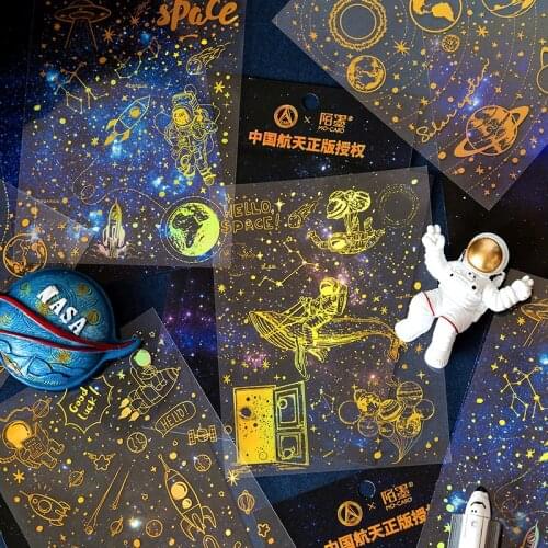 Space Travel Stickers Kawaii Universe Adhesive Stickers For Child Diary Photo Album Decorative Scrapbooking