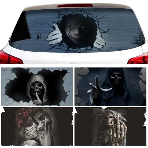 Car Horror Sticker Rear Window Stickers PVC Vinyl Wrap Film 3D Transparent Glass Stickers