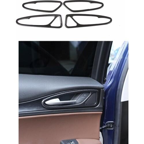 Carbon Fiber Printed Black Door Interior Door Handle Dover Trim for Alfa Romeo Stelvio 2017-2020