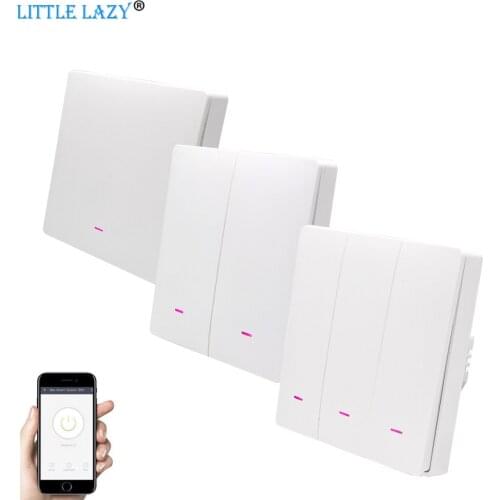 Wifi Wall Switch EU Button Switch need Neutral wire Work 100-240V AC With Alexa Google Home Voice control 1/2/3 gang