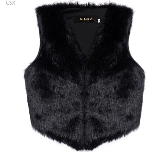New Women Winter Faux Fur Vests Fashion Warm Sleeveless Multi-size Vest Jacket Coat with Waistcoat Outwear colete de pele 41