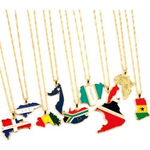 New Arrival Enamel Pendant Necklace Cute National Flag Shape Necklace Jewelry Fashion Gift for Friends Family