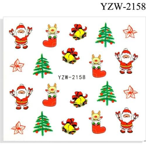 Santa Leaves Trees Christmas Nail Stickers Nails Decals Flowers Leaf Nail Art Sticker Decoration Water Stickers For Nails