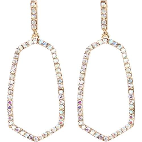 2020 New All AB Black Crystal Blingbling Hollow Out Oval Geometric Stud Earring for Girl