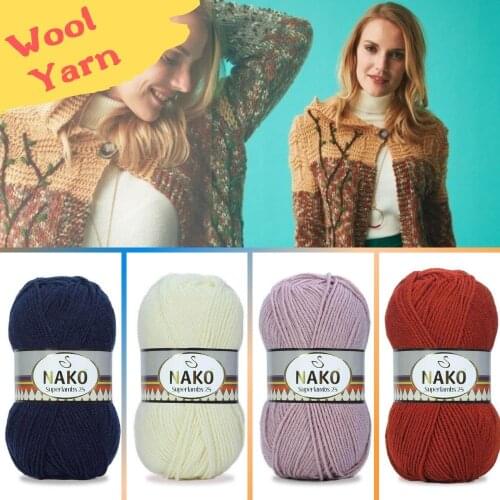 Wool Knitted Yarn - 12 Color Options - 200 Meters(100gr) - Knitting Yarn Ball - Nako Superlambs 25 - Premium Acrylic - Cardigan - Sweater - Shawl - Home Textile - Scarf - Beanie - DIY
