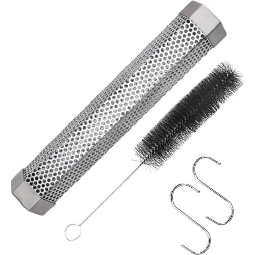 R2JC 12In Hexagon Perforated Pellet Smoker Tube, Stainless Steel BBQ Smoke Generator to Add Smoke Flavor for Grilled Foods