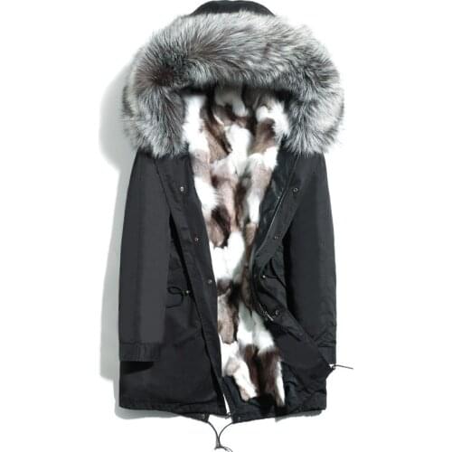Real Fur Coat Winter Jacket Men Real Fox Fur Parka Men Streetwear Long Coat Men Warm Parkas Plus Size Manteau Homme Hiver MY1952