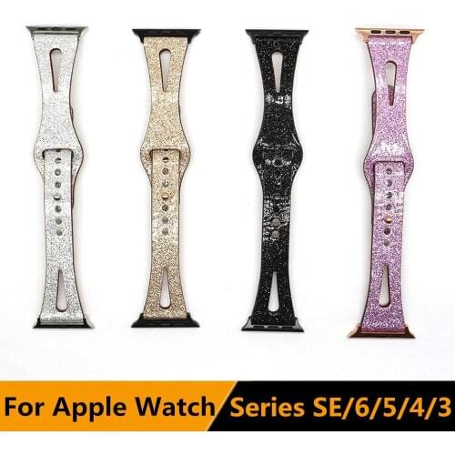 Silicone Shiny Bling Strap for Apple Watch Band 38mm 42mm 40mm 44mm Girls/Women Fashion Bracelet for iWatch Series SE/6/5/4/3/2