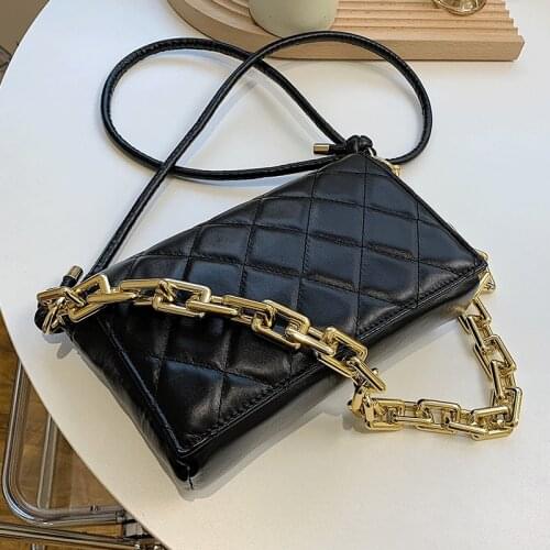 Chains Lattice Crossbody Bags for Women Leather Flap Messenger Bag Sac A Main Female Shoulder Bags Black Luxury Handbags Ladies