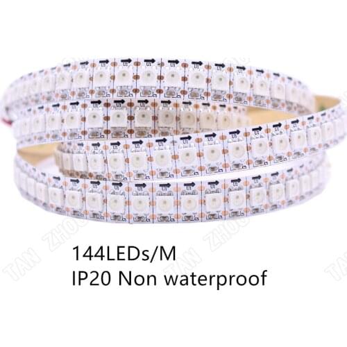 1M 144 Pixels/M WS2812B Digital 5050 SMD Chip White/Black PCB WS2811 IC Digital RGB LED Strip Light DC5V IP20/67Waterproof