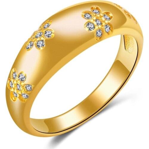 Trend Shining Zircon Flower Ring Elegant Princess Charm Ring Bride Engagement Party Wedding Ring Jewelry Birthday Gift