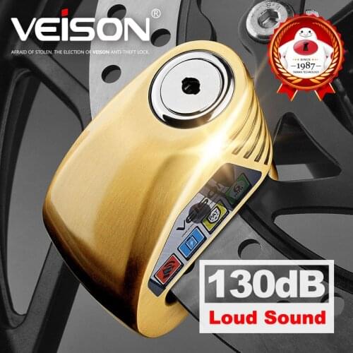 VEISON Motorcycle Waterproof Anti-theft 130dB Alarm Lock Motocross USB Charge Disc Security Warning Lock 6mm Pin Brake Lock