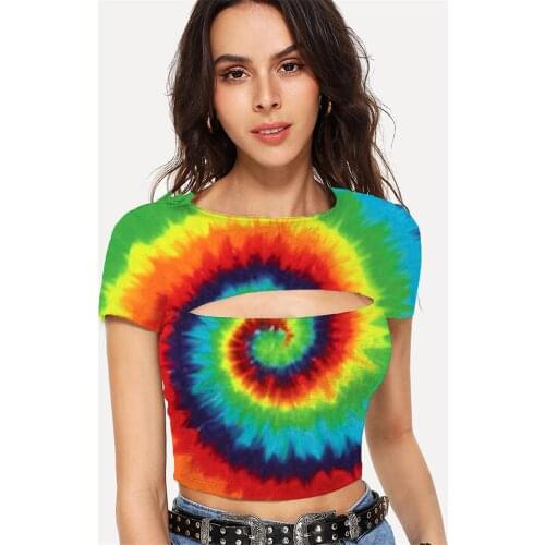 Somepet Dizziness T-shirt Women Colorful T-shirts 3d Rainbow Tshirt Printed Art Tshirts Casual Womens Clothing Sexy Fashion Slim