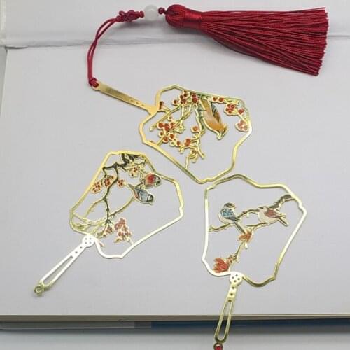 1pc Thrush Bird Tassel Pendant Bookmark Cute Metal Pendant Pattern Book Mark Page Folder Decor Office School Supplies Stationery