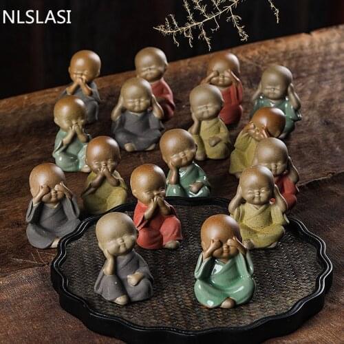 1pcs Handmade purple sand Chinese Style Clay Tea Pet Purple Decoration Buddha Little Monk Mini Cute Tea Pet Tea Accessories Gift