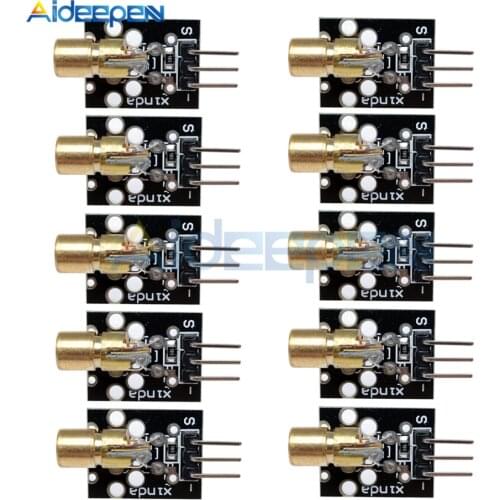 10Pcs KY-008 650nm Laser Sensor Module 6mm 5V 5mW Red Laser Dot Diode Copper Head For arduino Compatible With UNO MEGA 2560