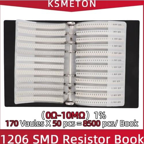 1206 1% SMD Resistor Sample Book RC1206 FR-07 0R~10M Tolerance 170 Values 50pcs 8500 pcs Resistors Kit 8500 PCS/BOOK