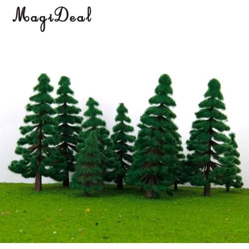 16Pcs Model Trees Railway Railroad Forest Street Diorama Scenery Layout Green Pine Tree HO OO N Scale
