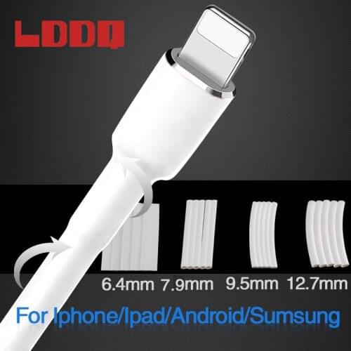 LDDQ 20Pcs White 3:1 Heat Shrink Tubing waterproof protect Wrap Wire For iPhone For iPad For Samsung For Android Data Line