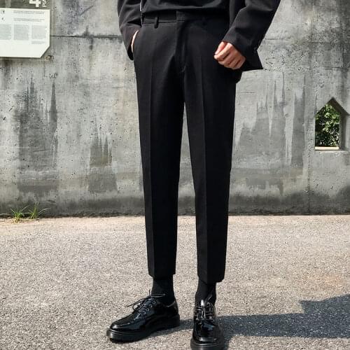 2021 Spring Autumn Suit Pants Mens Slim Fashion Solid Color Business Society Dress Pants Men Streetwear Straight Pants F124