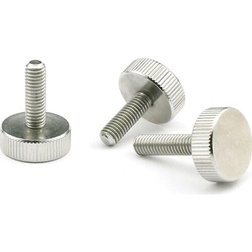 3pcs M4 stainless steel knurled hand screw big flat straight grain adjust handle advertising mirror bolt GB835 6mm-20mm long