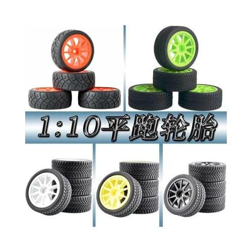 4pcs 1/10 On-Road Car Tires 26*64MM Plastic Wheel Rim Rubber Tyre 910 for HSP Tamiya HPI Kyosho 94122 94123 D3 D4 tt02