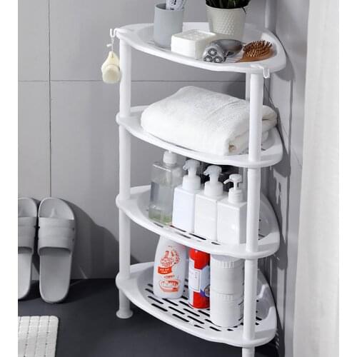 4 Layers Bathroom Storage Shelf Hollow Corner Tripod Plastic Toilet Supplies Washbasin Storage Racks Bathroom Organizer