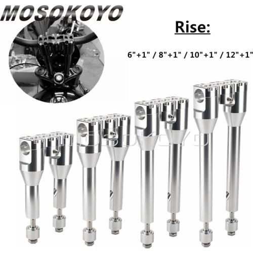 Aluminum Modular Risers Kit 6" 8" 10" 12" Rise Handlebar Riser Extend Bar Mount Clamp 1-1/2" for Harley Bobber Chopper Custom