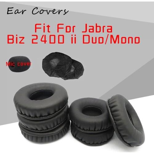 Ear Pads For Jabra Biz2400 Biz 2400 II Duo Mono Headphone Earpads Replacement Headset Ear Pad PU Leather Sponge Foam