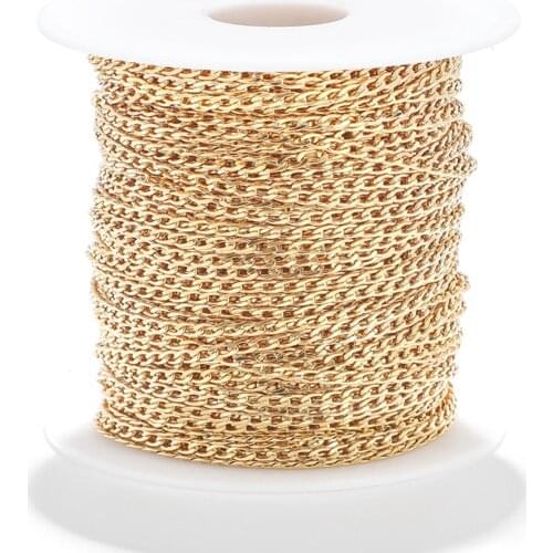 Doreen Box Basic Punk Stainless Steel Link Curb Chain Finding Handmade Necklace Bracelet for Men Women 3-4.5mm Solid Metal,1 M